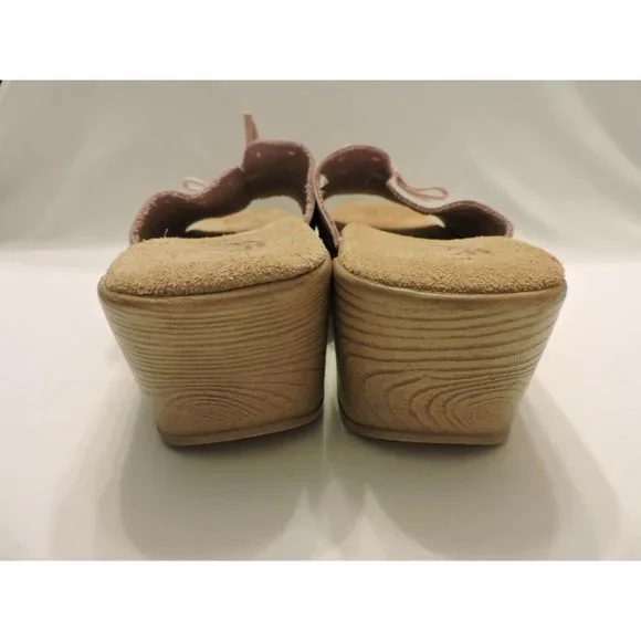 White Mountain Sandals Slip On Clogs Low Heel 9M Comfy Casual Italian Pink Shoes - Picture 3 of 5